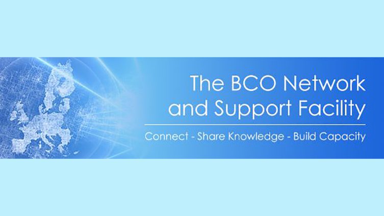 Sinisen taustan päällä teksti:  Bco network and support facility